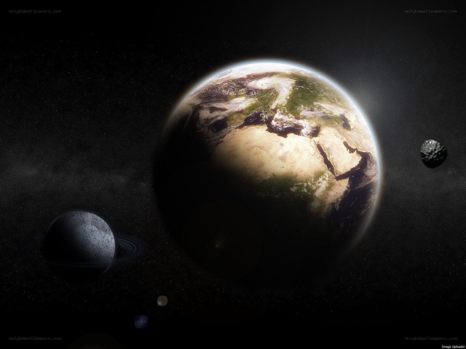 Earth and celestial bodies in space