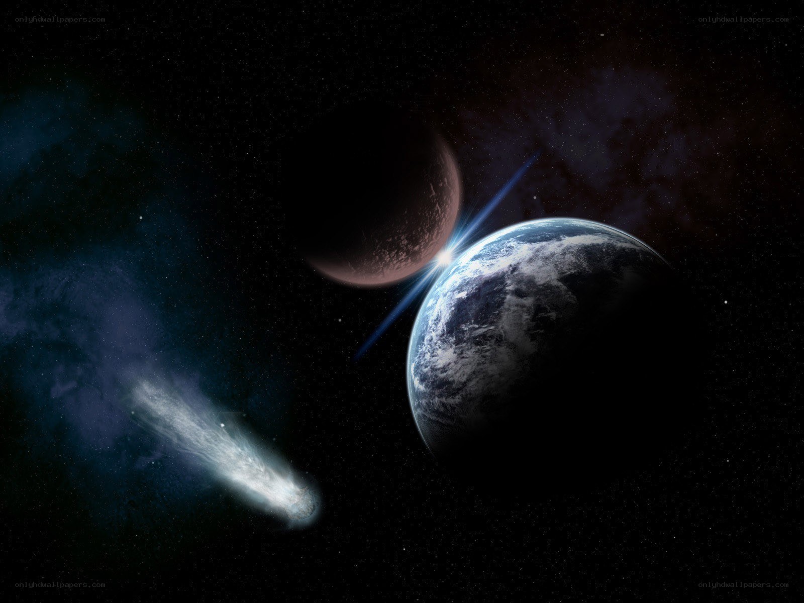 Earth and celestial bodies in space