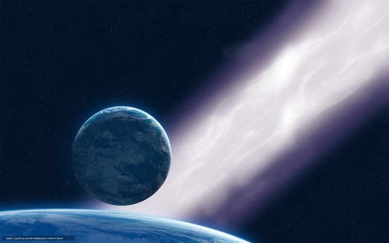 Earth and comet in space