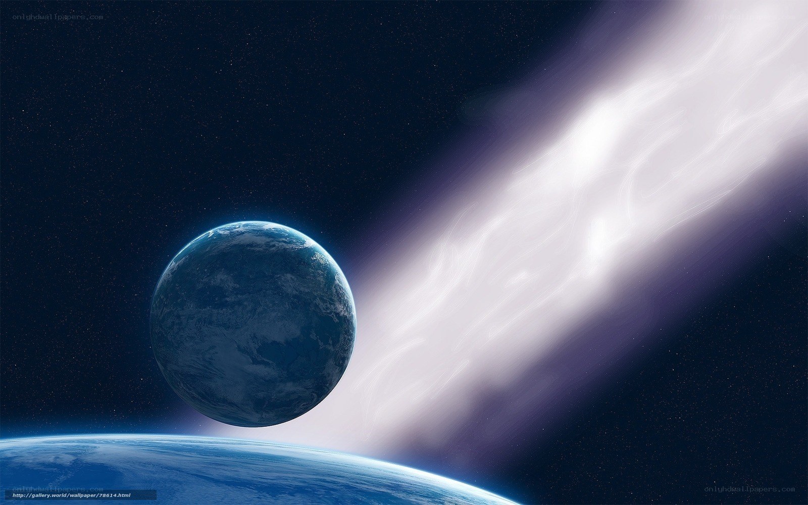 Earth and comet in space