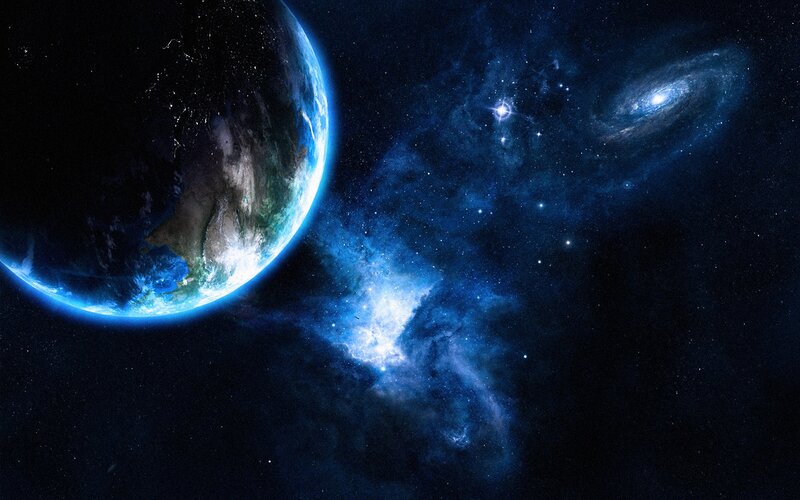 Earth and galaxy view