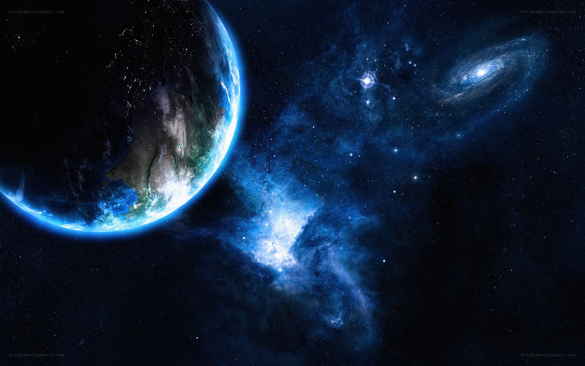 Earth and galaxy view