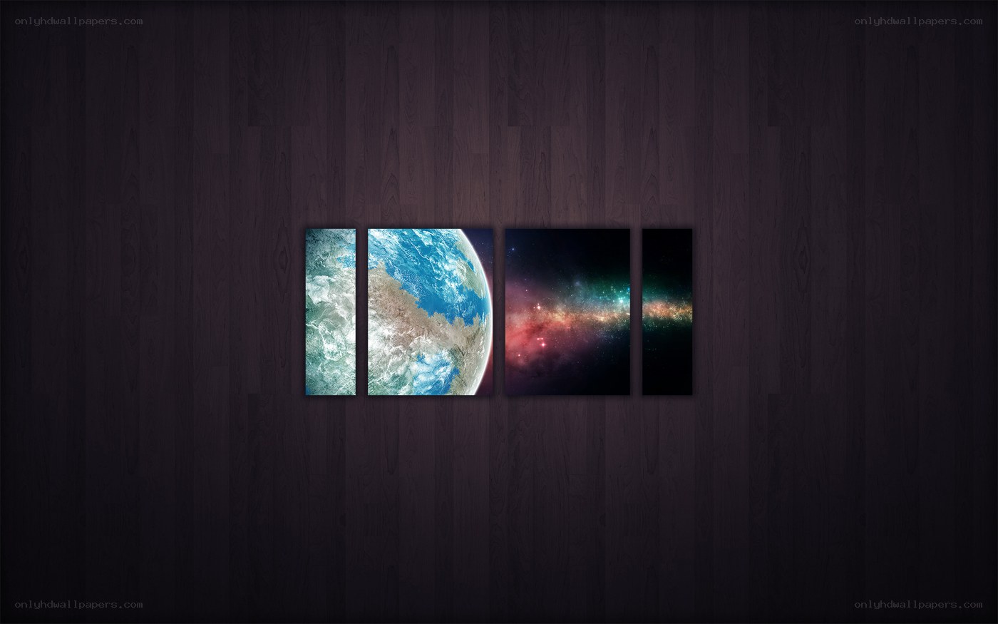 Earth and galaxy wall art