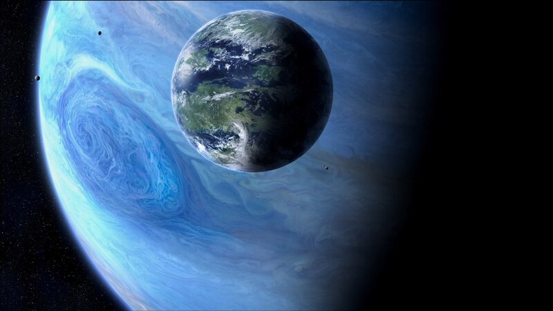 Earth and Gas Giant — Blue