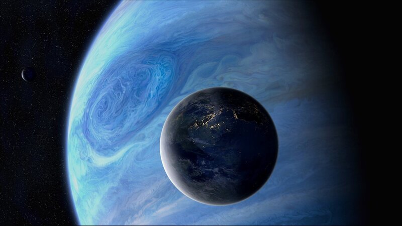 Earth and gas giant planet