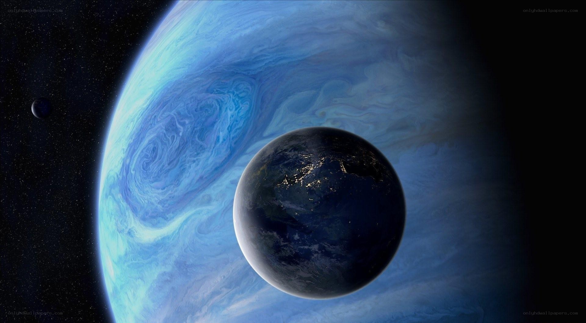 Earth and gas giant planet