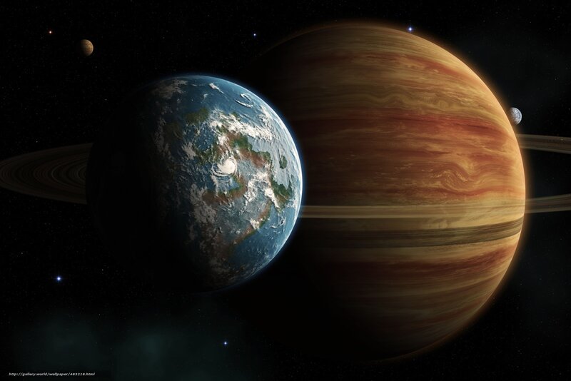 Earth and gas giant planets