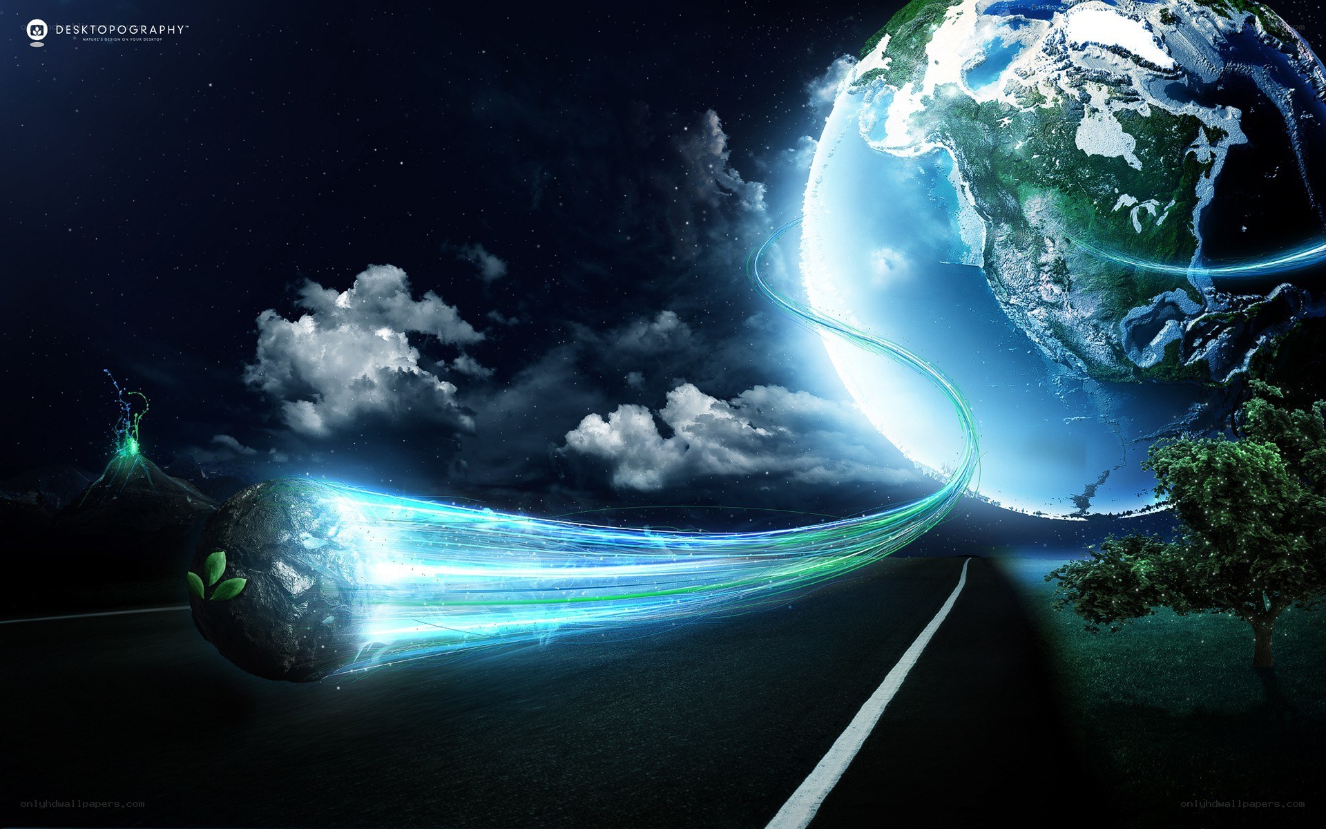 Earth and glowing road