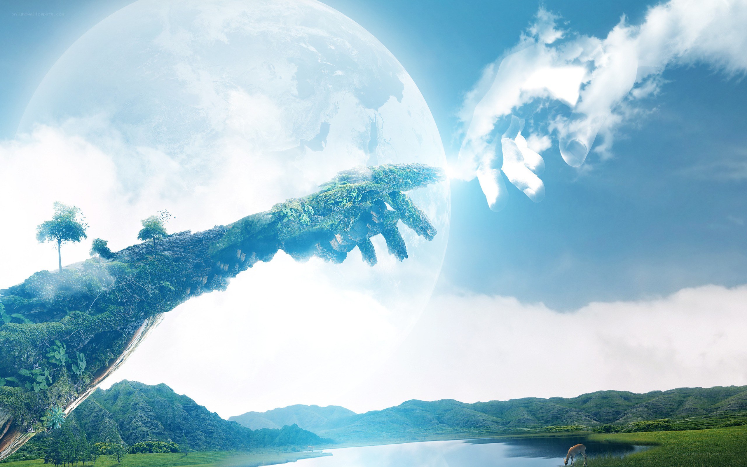 Earth and hand from heaven