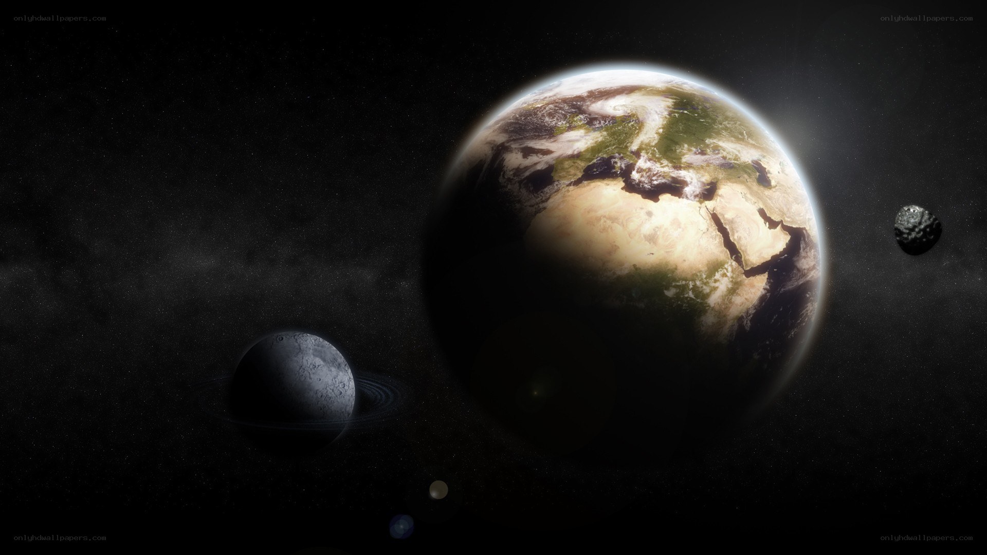 Earth and its celestial neighbors