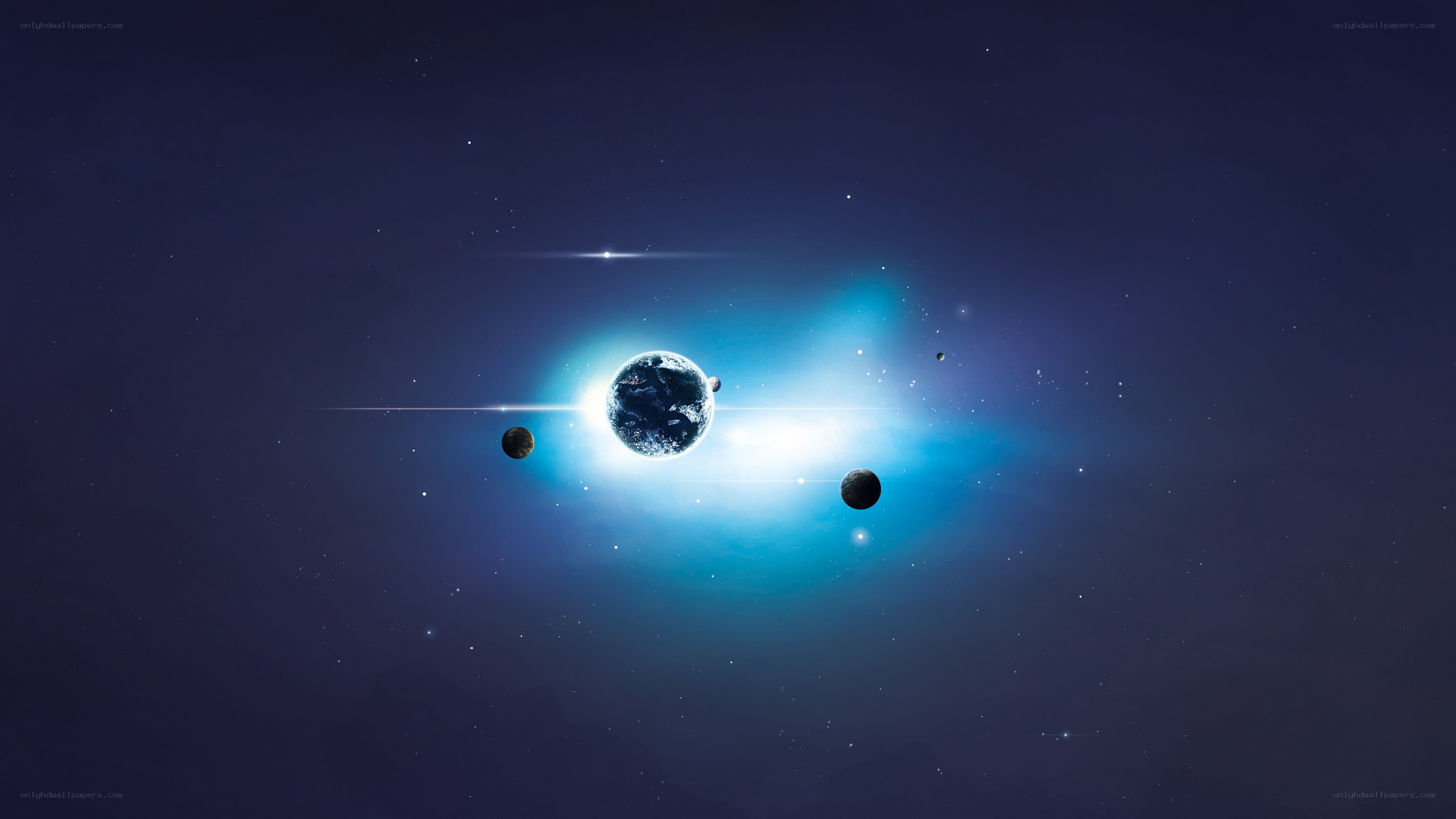 Earth and its moons in space