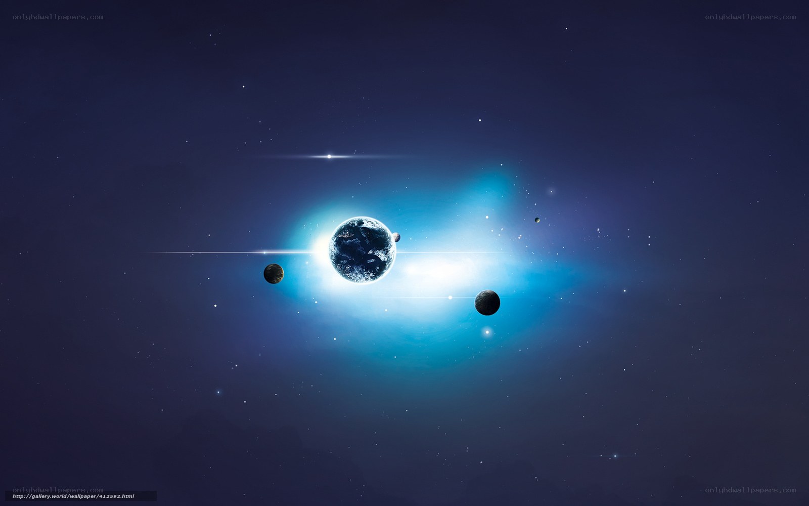 Earth and its moons in space