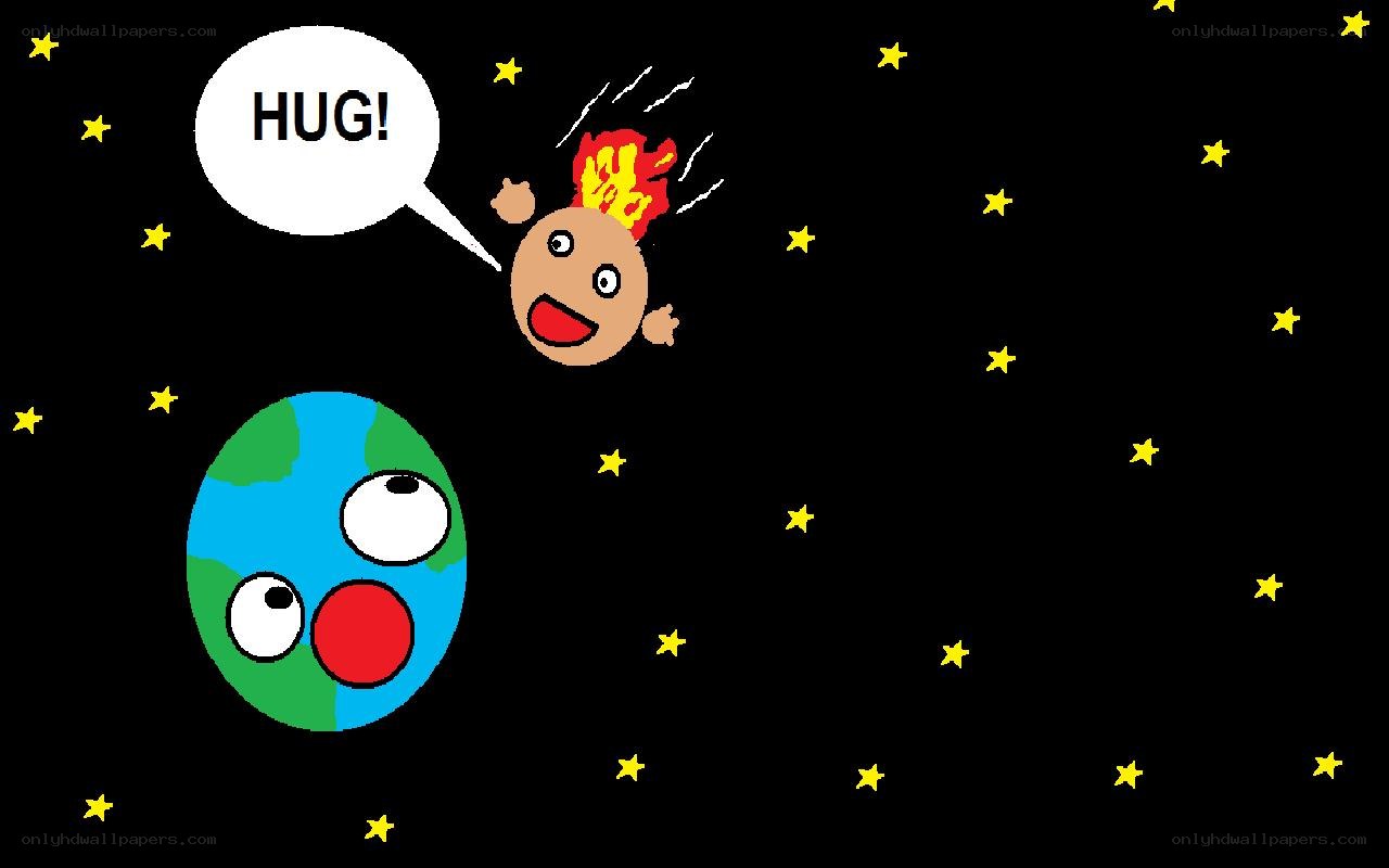 Earth and meteor hug
