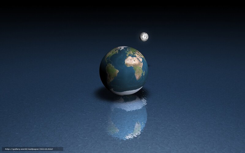 Earth and Moon — Blue, Serene, Night, 3d Render