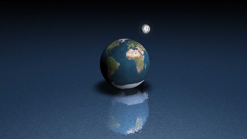 Earth and Moon — Blue, Serene