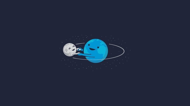 Earth and Moon Cartoon — Blue