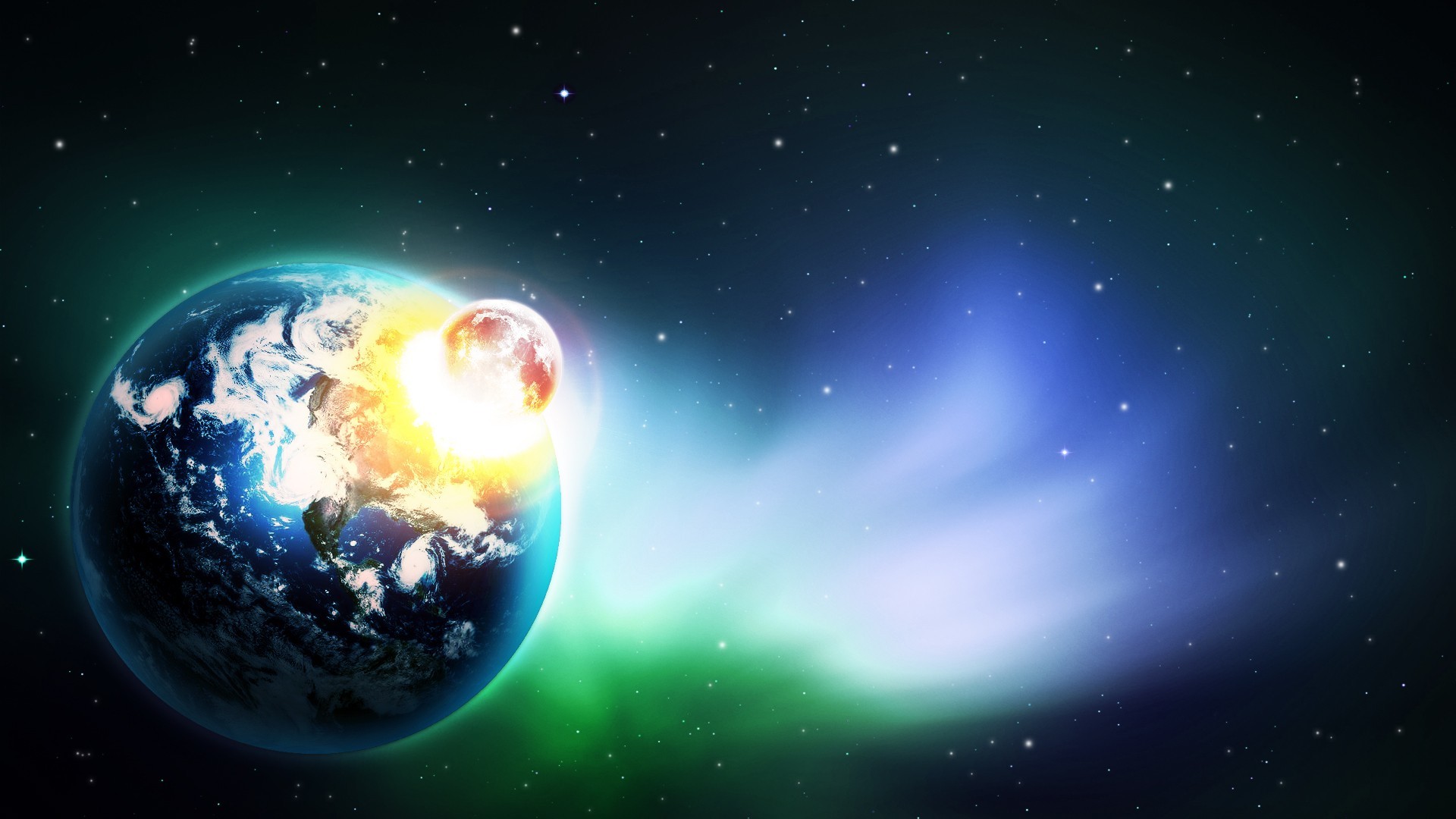 Earth and Moon collision