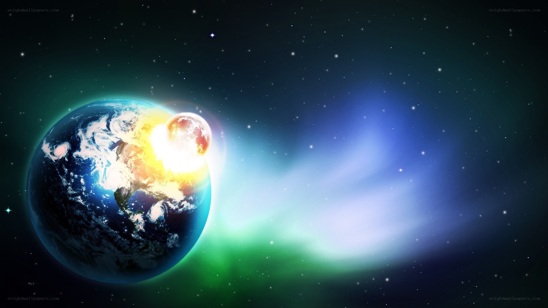 Earth and Moon collision