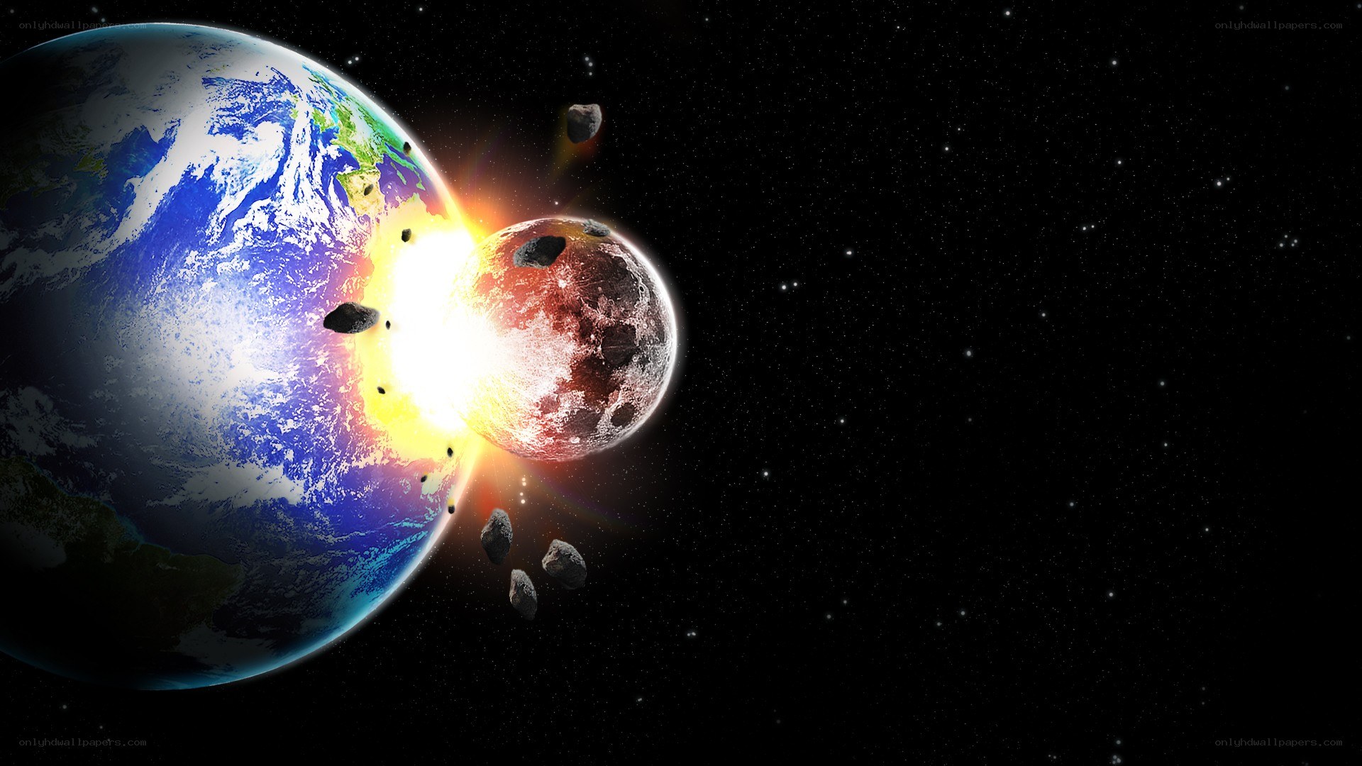 Earth and Moon collision