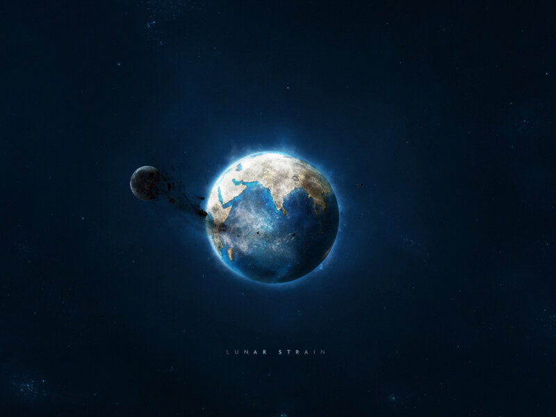 Earth and Moon Collision — Blue