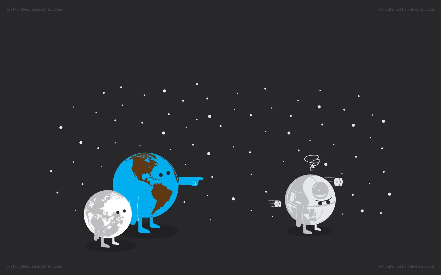 Earth and Moon confront Death Star