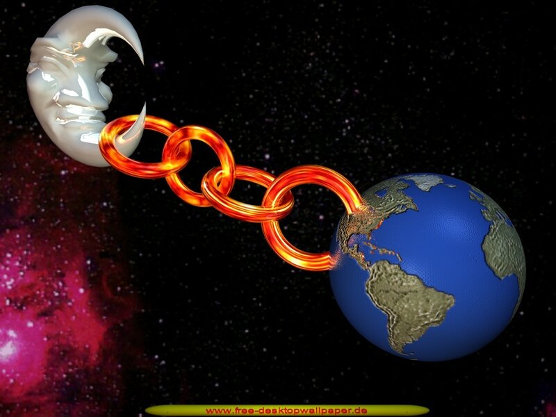 Earth and Moon Connected by Chain