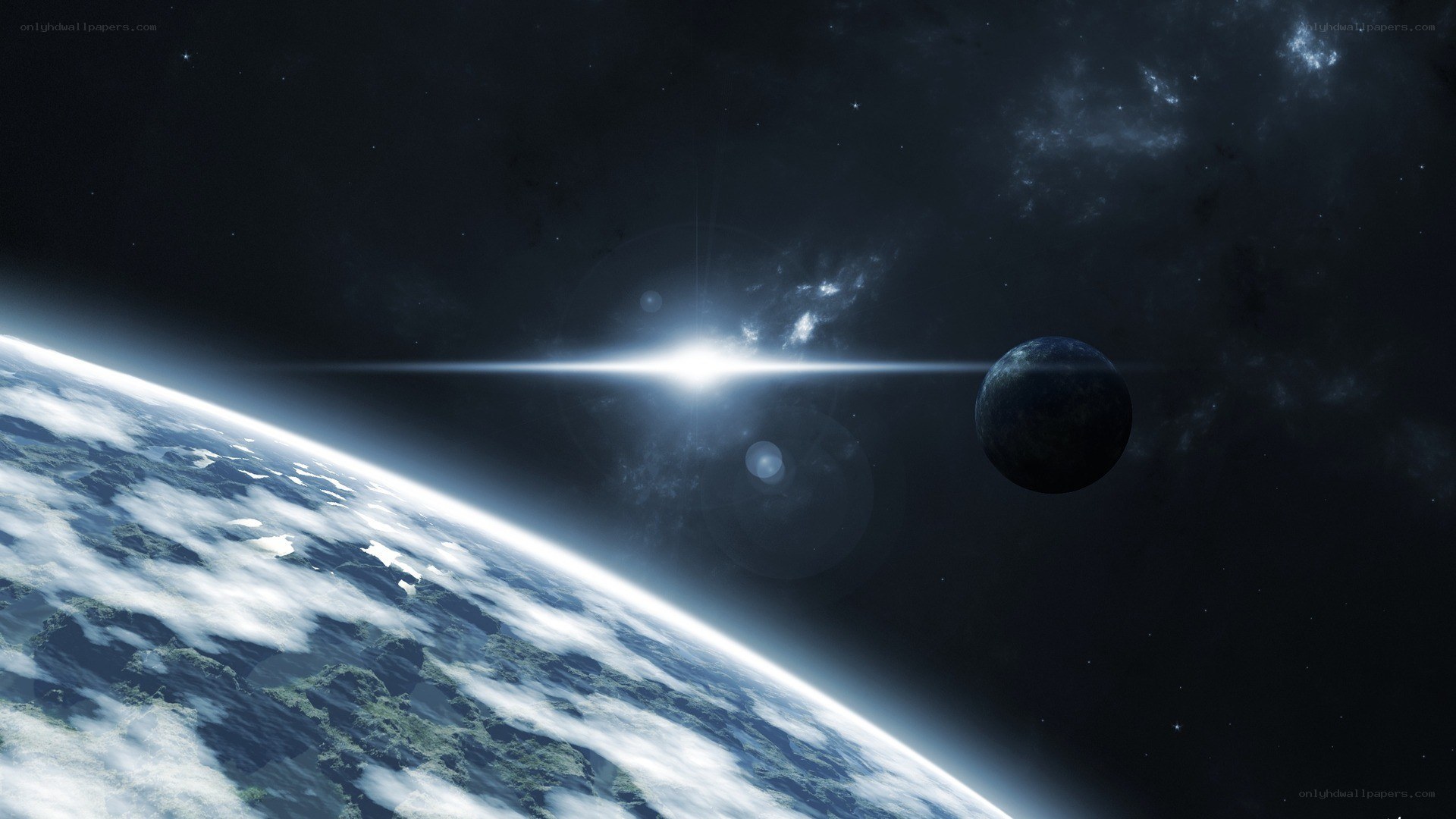 Earth and moon from space