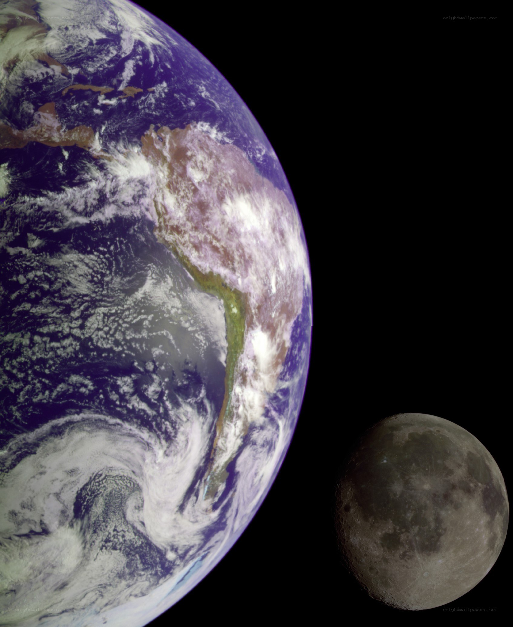 Earth and Moon from space