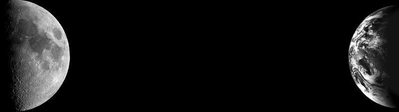 Earth and Moon from Space — Black, Dramatic