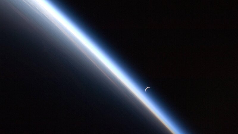 Earth and Moon from Space — Black, Serene
