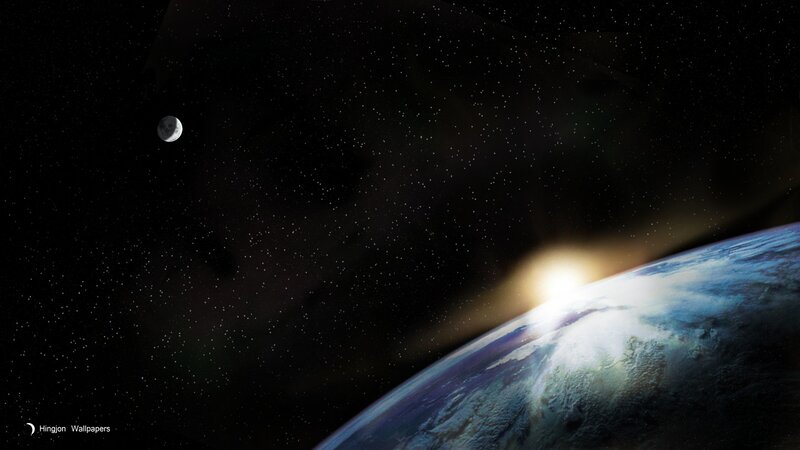 Earth and Moon from Space — Black