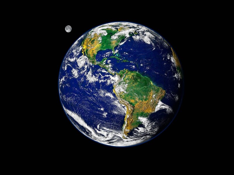 Earth and Moon from Space — Blue, Green