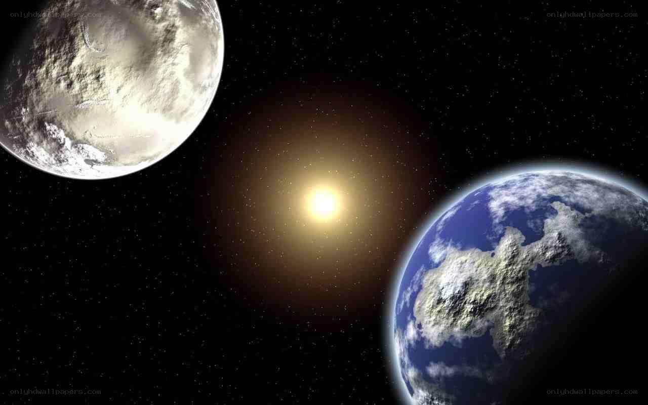 Earth and Moon in Space