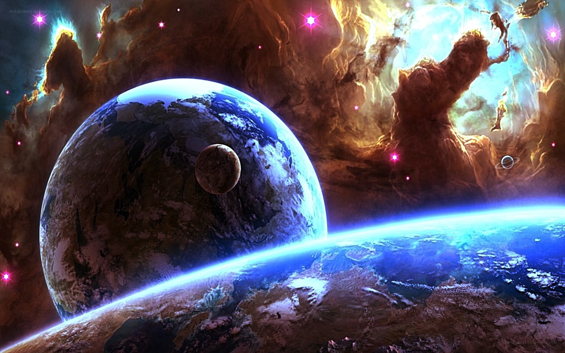 Earth and Moon in Space