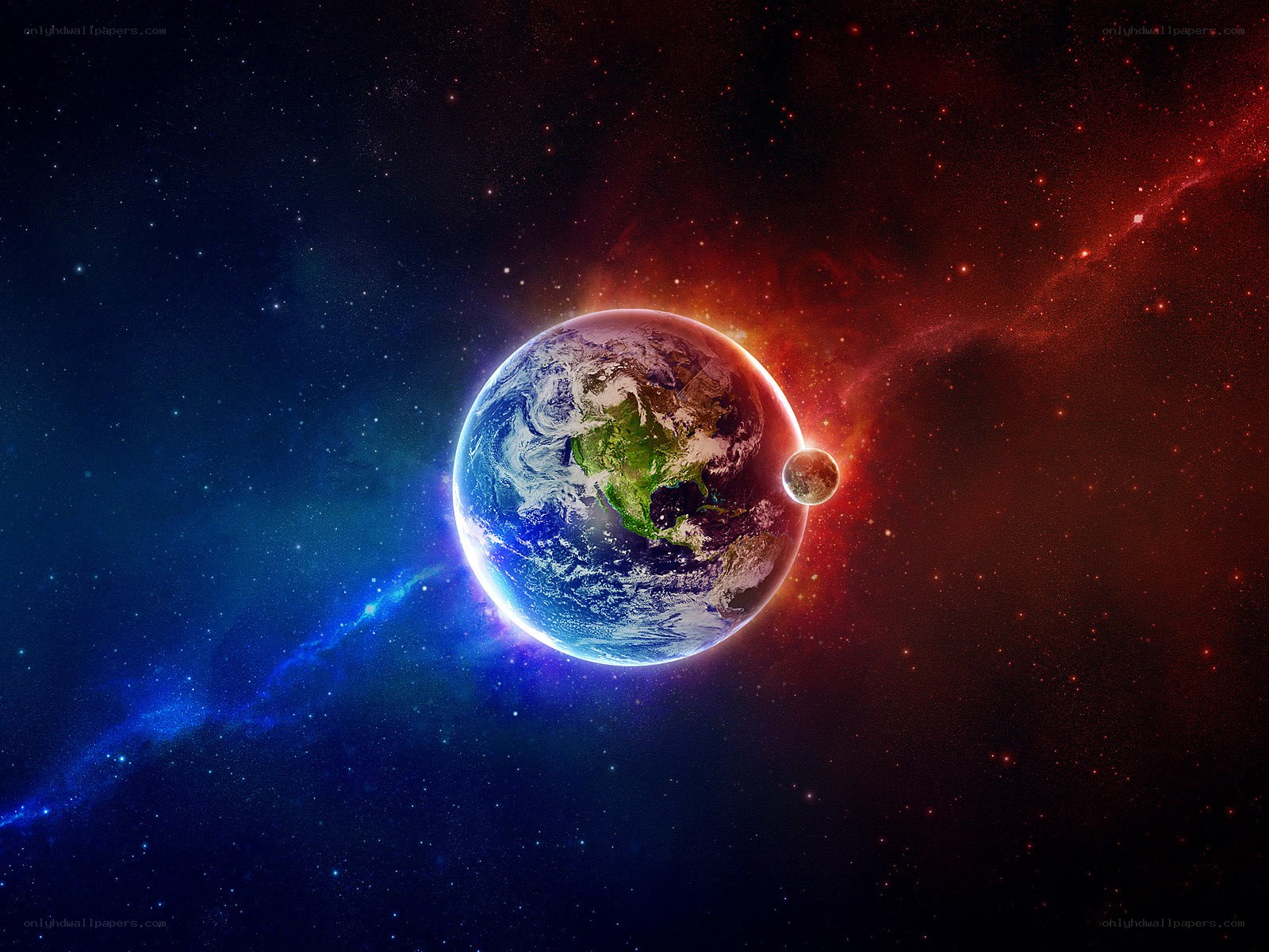 Earth and Moon in Space