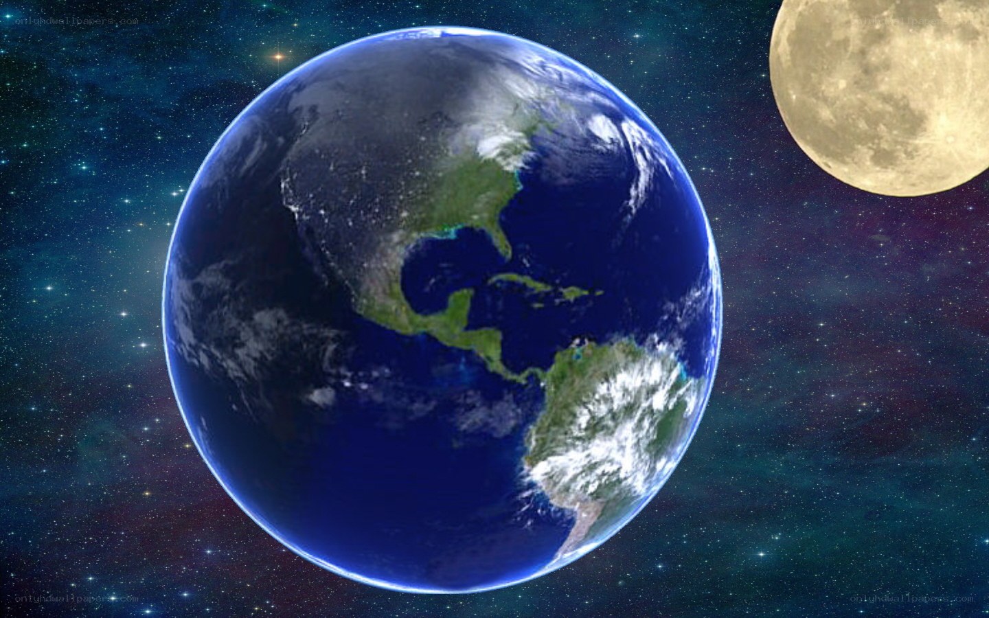 Earth and Moon in Space