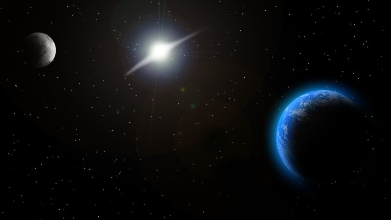 Earth and Moon in space
