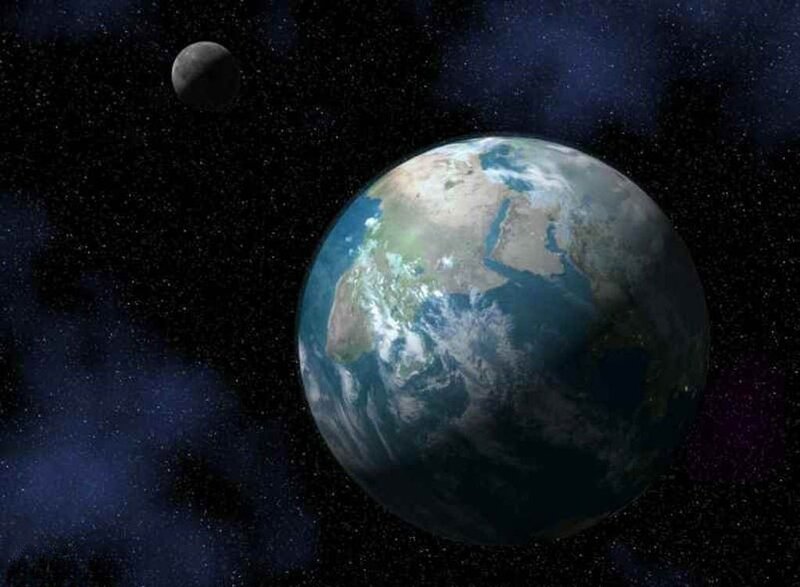 Earth and Moon in space