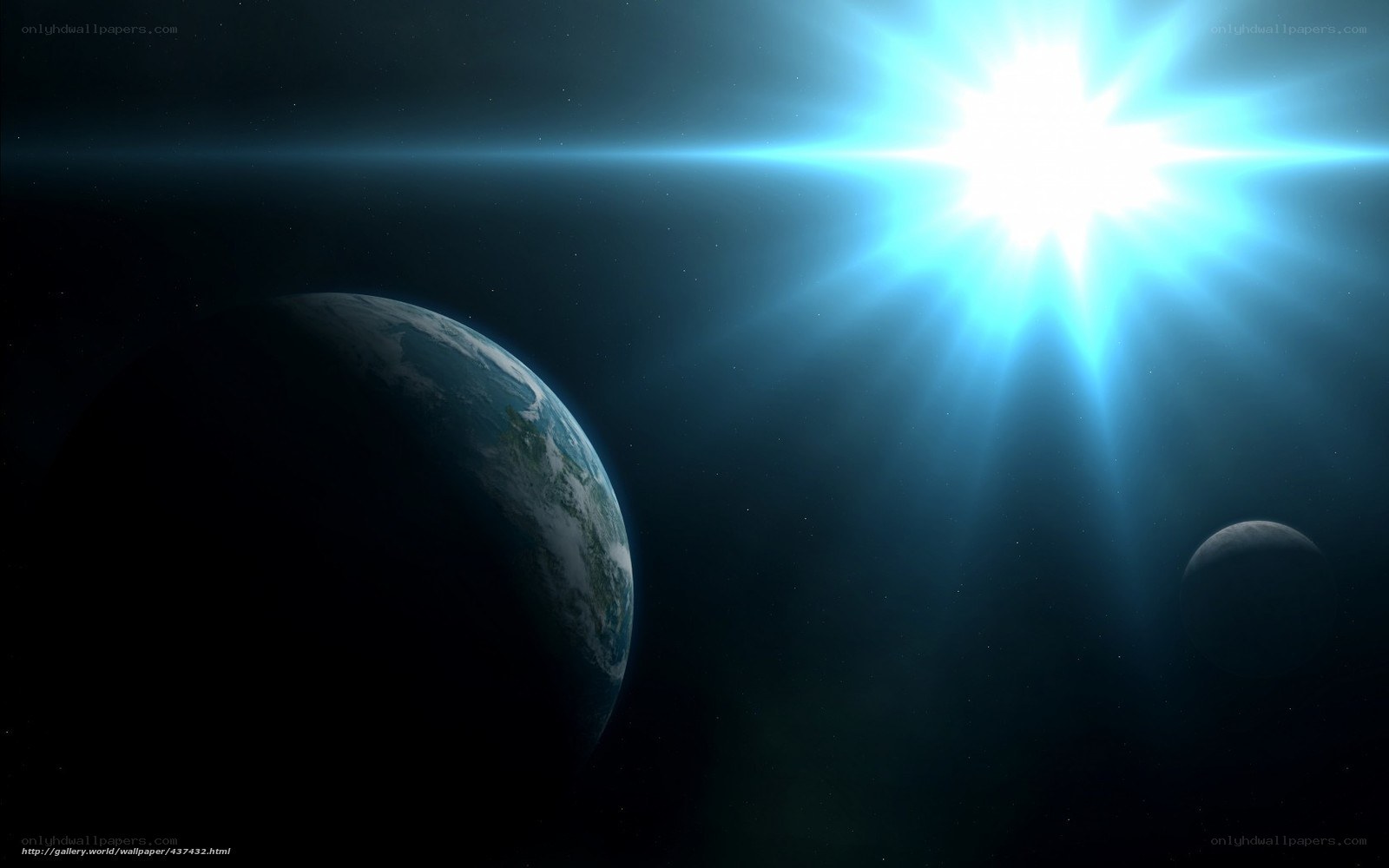 Earth and Moon in Space
