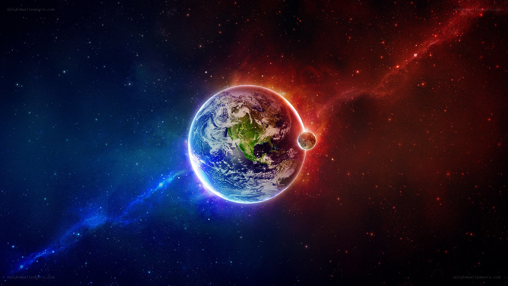 Earth and Moon in Space