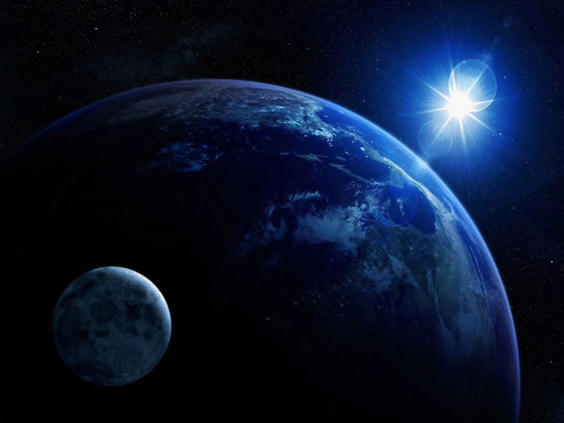 Earth and Moon in Space