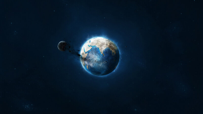 Earth and Moon in Space