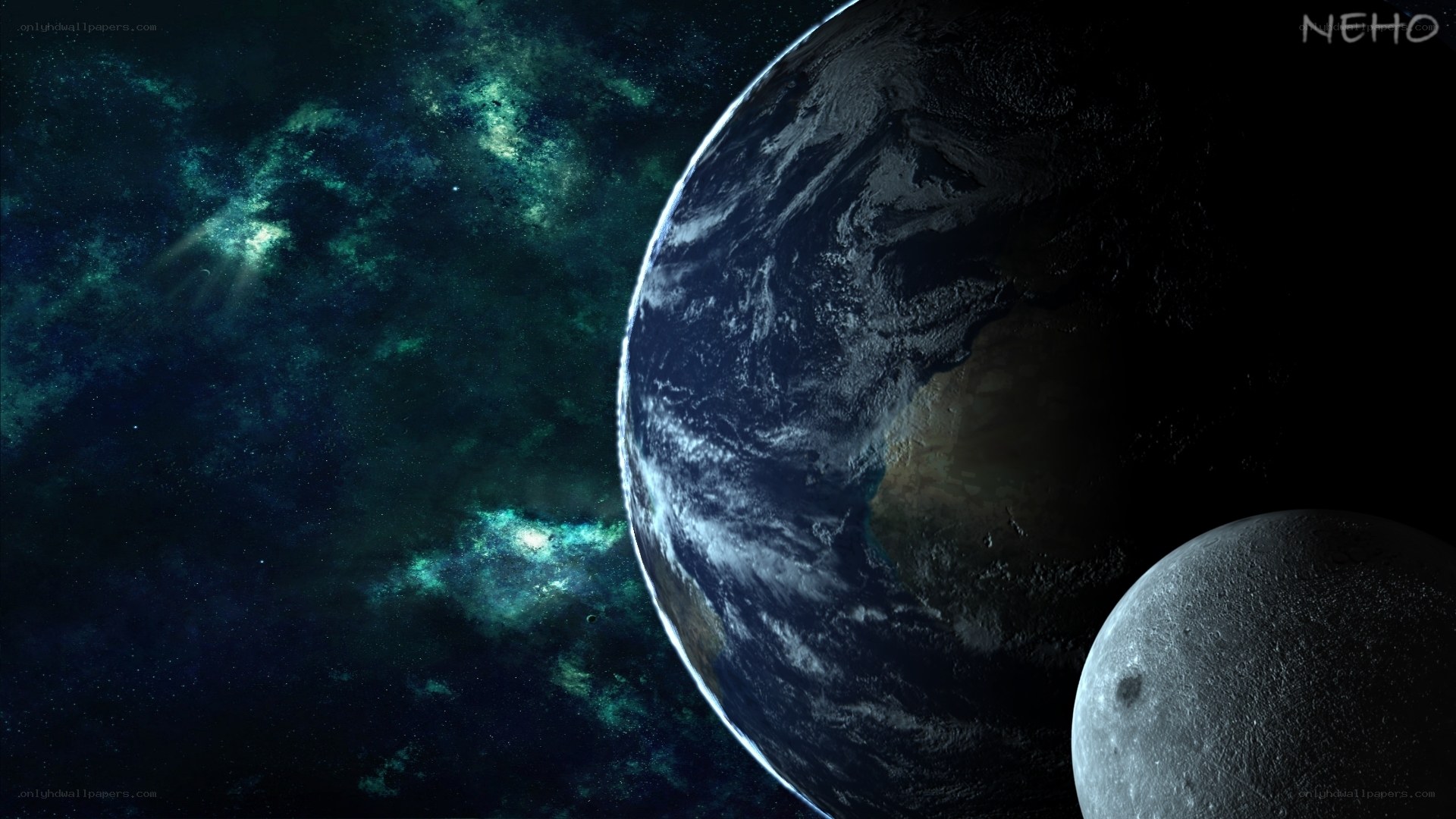 Earth and Moon in Space