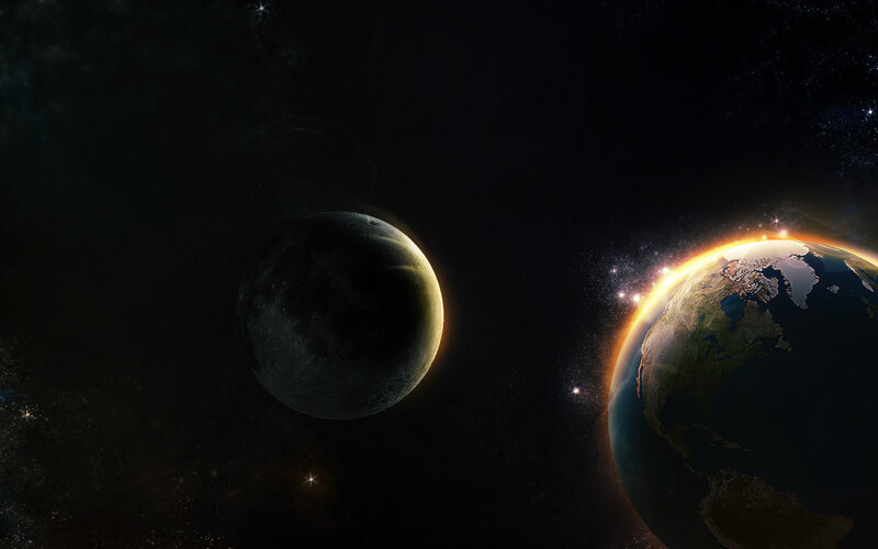Earth and Moon in Space