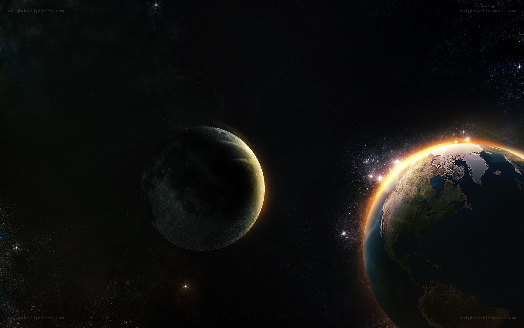 Earth and Moon in Space