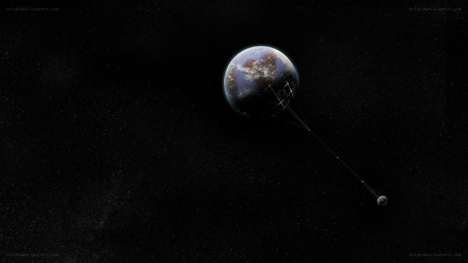 Earth and Moon in space
