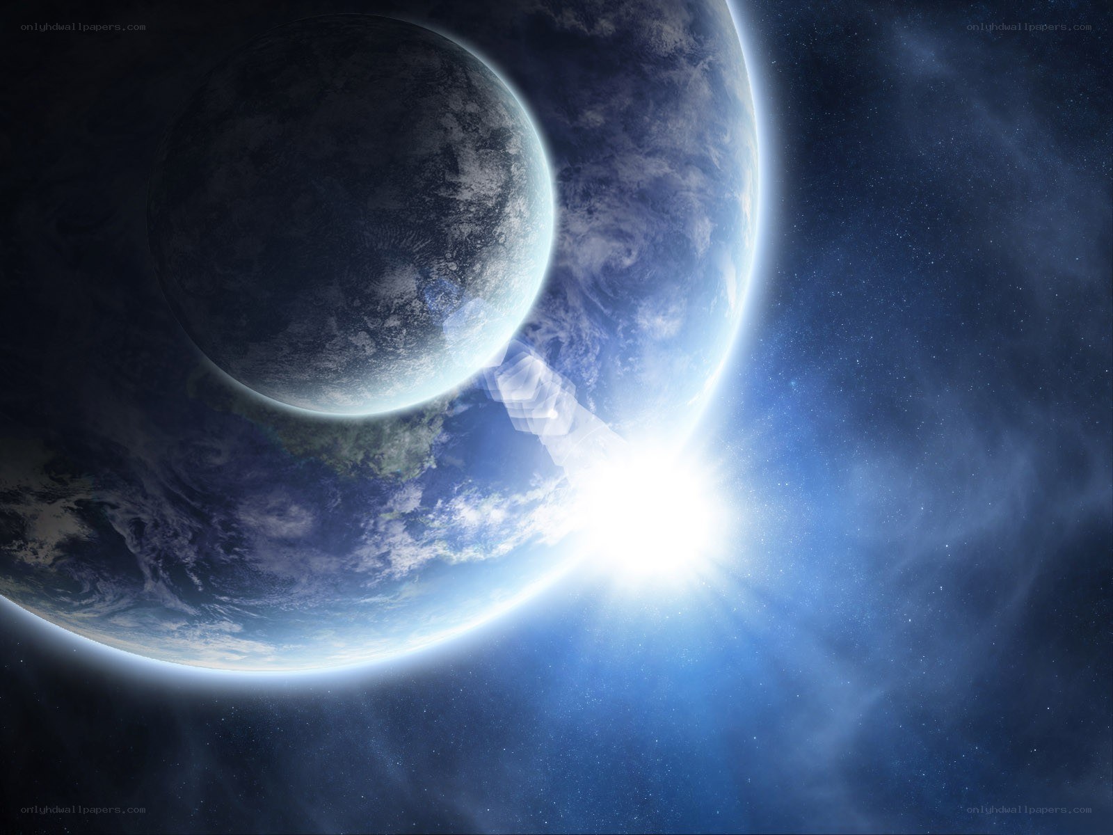 Earth and Moon in Space