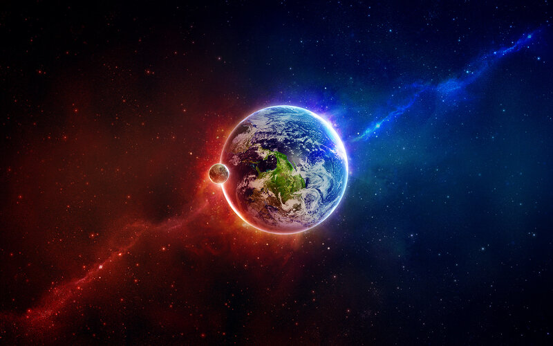 Earth and Moon in Space