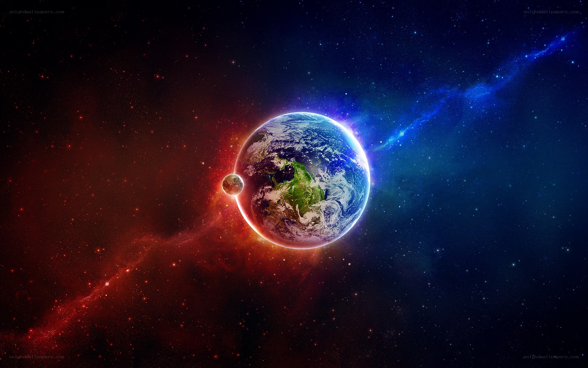 Earth and Moon in Space