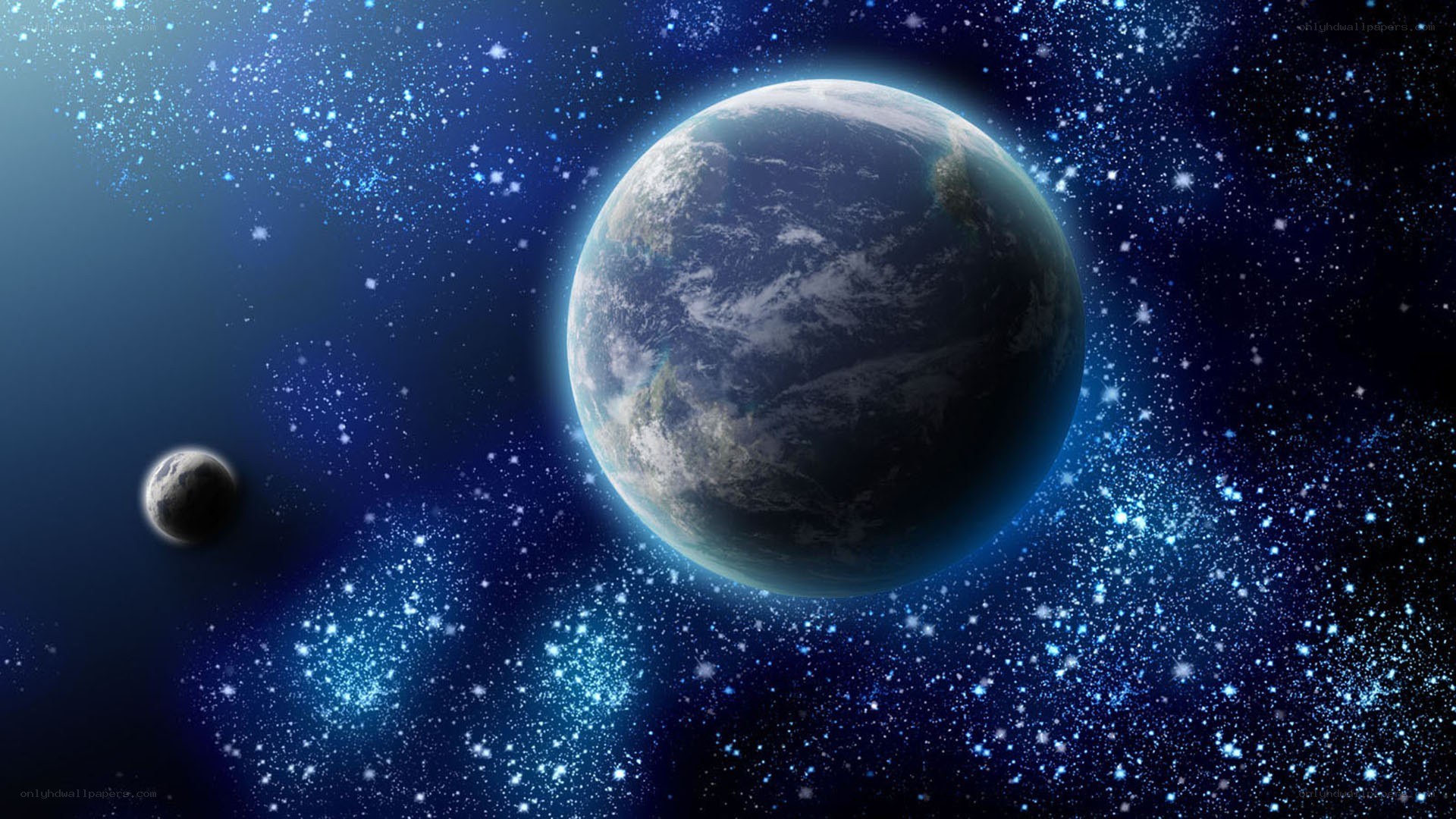Earth and Moon in Space
